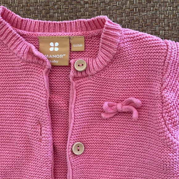 Manor Baby Pink Knit Cardigan Sweater 6 Months - Picture 4 of 7